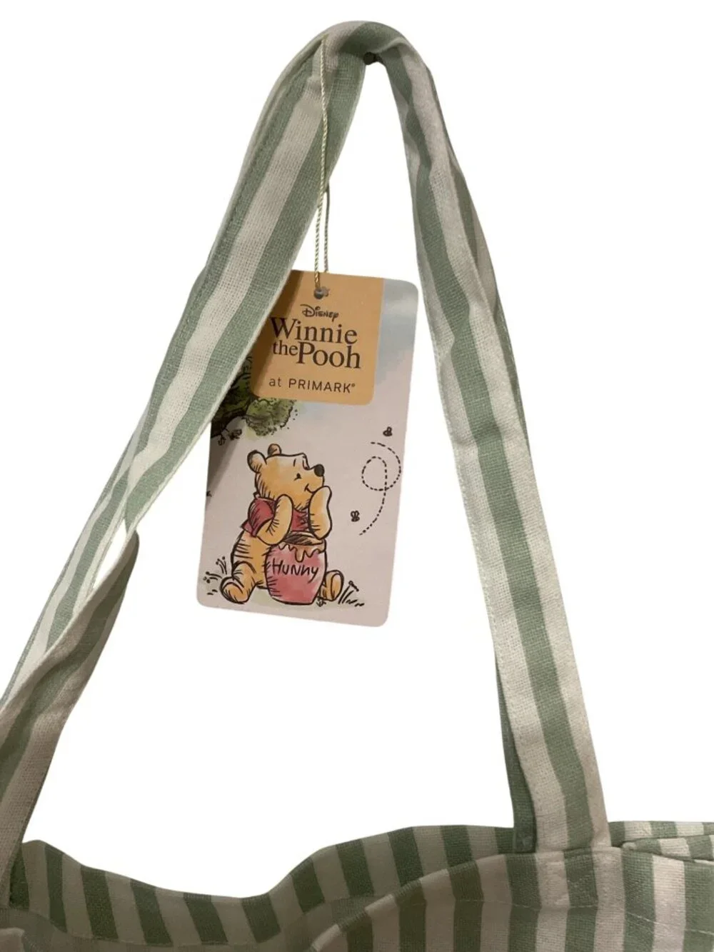 Disney Winnie the Pooh Primark Striped Canvas Tote Bag NWT